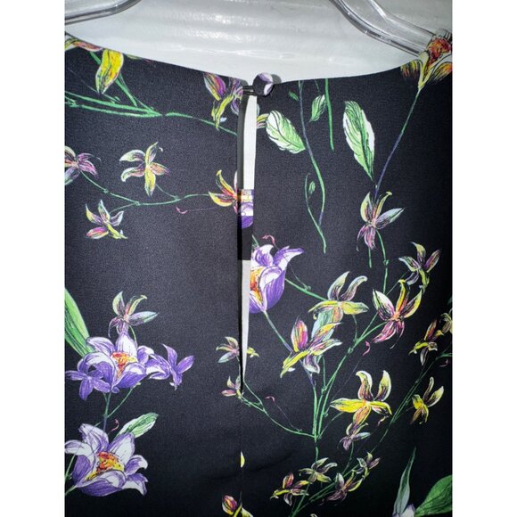 Floral Black Long-Sleeve Dress By H&M Size 14 Boho‎ Hippie Classic Cute Large - Picture 3 of 9